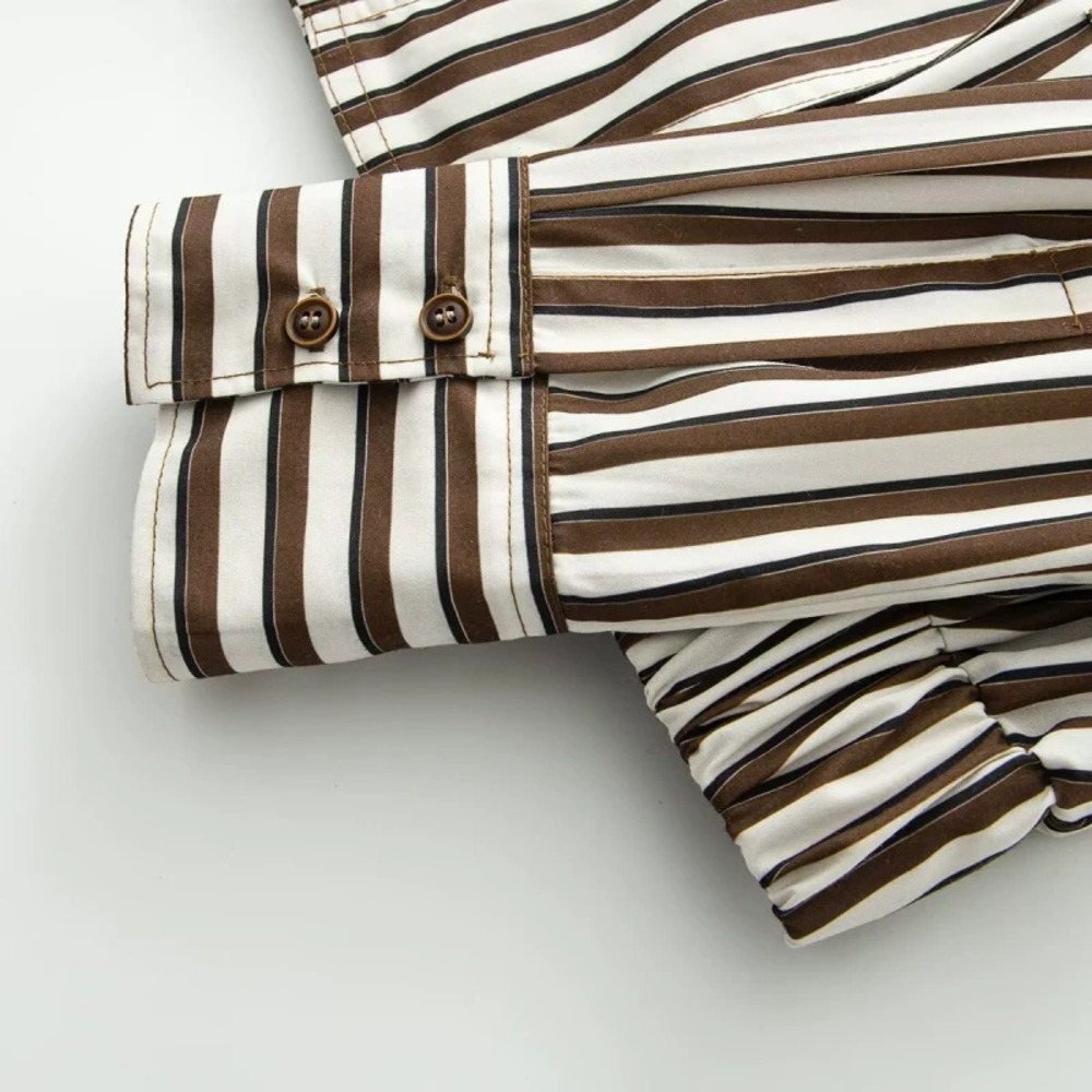 ZARA Bafeng Stylish Casual Striped Bomber Jacket Shirt